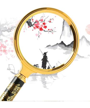 Portable Magnifier Hd Portable Magnifier Folding Gold Plated Case + Optical Glass + Abs Case Handheld Magnifier for Maps Tasks Survey Reading 10X Rea Full of Stars
