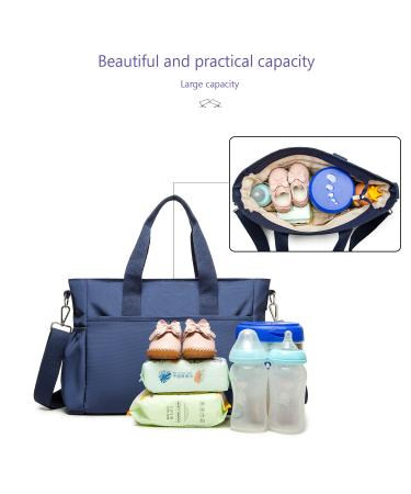 Royalfair Baby Diaper Pocket - Travel Messenger Bag with Insulating Bag & Hook Navy Blue (40 x 28 x 12.8 cm) - Perfect for International Shipping - Buy Online on GoSupps.com