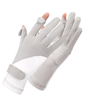 Newellsail women uv sun protection gloves full finger touchscreen slipproof bicycle gloves summer thin savings shoes for outdoor golf fishing 1 pair (gray white) - Buy Online on GoSupps.com