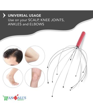 Andalus Handheld Scalp Massager - Red | Gentle Beads for Stress Relief and Deep Relaxation - Buy Online on GoSupps.com