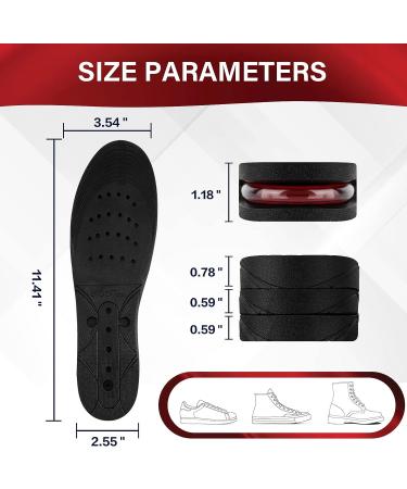 ERGOfoot Adjustable Height Increase Insoles for Men - 4 Layer Shoe Lifts, Cushioned Heel Inserts - Up to 3.54 Inch Taller - Size 8-12 - Buy Online on GoSupps.com