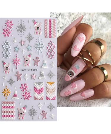 JMEOWIO 3D Embossed Christmas Glitter Nail Art Stickers Decals Self-Adhesive 5D Snowflake Xmas Winter Holiday Cute Cookies Nail Supplies Nail Art Design Decoration Accessories 4 Sheets - Buy Online on GoSupps.com