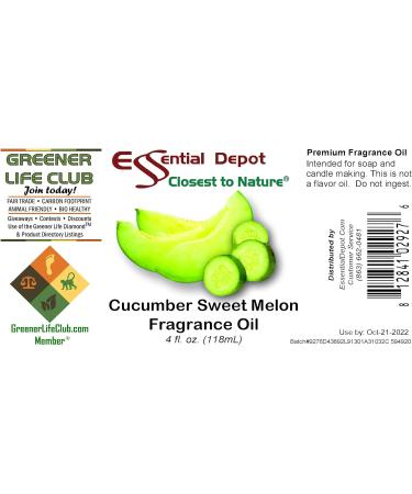 Cucumber Sweet Melon Fragrance Oil - 4 oz Amber Glass Bottle - Premium Scent for Candles Soap & Diffusers - International Shipping Available - Buy Online on GoSupps.com