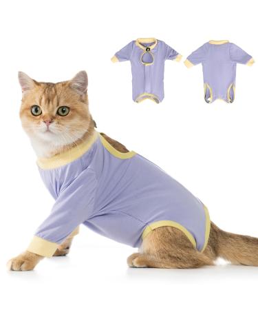 Avont Katzenbody after op recovery suit clothing modal recovery castration Spay weaning leak protection suit for cat abdominal wounds or skin diseases-lavender S - Buy Online on GoSupps.com