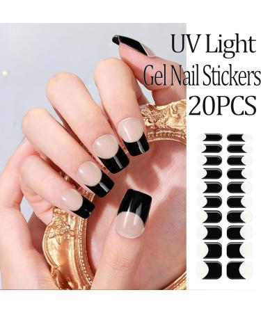 Nail Adhesive Wrap - Semi Cured Gel Nails Strips (Black French Style) - Buy Online on GoSupps.com
