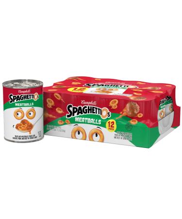 SpaghettiOs Canned Pasta with Meatballs, Healthy Snack for Kids and Adults, 15.6 OZ Can (Pack of 12) 15.6 Ounce (Pack of 12)