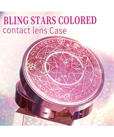 Ofone Bling Stars Colored Contact Lens Case - Cute Travel Set with Tweezers & Mirror for Women & Girls (Pink) - Buy Online on GoSupps.com