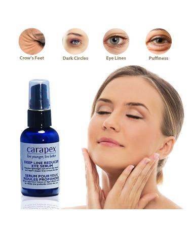 Carapex Deep Line Eye Serum for Puffy Eyes & Bags - Caffeine, Aloe Vera, Peptides, Lifting & Firming - Unscented, Cruelty Free | Single Pack - Buy Online on GoSupps.com