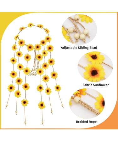 Sunflower Hair Accessories Sunflower Headband Floral Hippie Accessories Flower Wreath Hair for Carnival Wedding - Buy Online on GoSupps.com