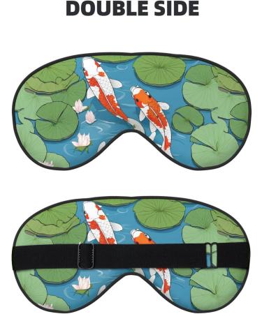 Soft Blackout Eye Masks for Better Sleep - Reusable Sleep Mask for Men & Women Travel Essentials Gifts - Japanese Koi Fish Design - Buy Online on GoSupps.com