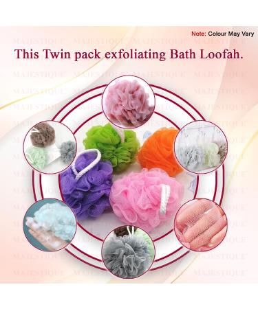 Majestique Bath Shower Loofah Sponge Set of 4 | Exfoliating Body Scrubber for Men & Women | 50g Mesh Pouf Shower Ball - Buy Online on GoSupps.com