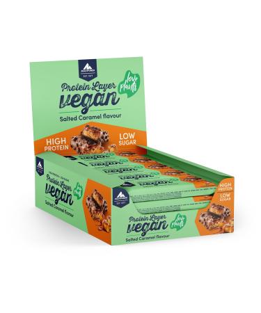 Multipower Vegan Protein Layer Salted Caramel Bar Energy Rain with 24% protein - fitness bar 15 x 55 g - vegan protein bar - low -calorie protein bar with salaries