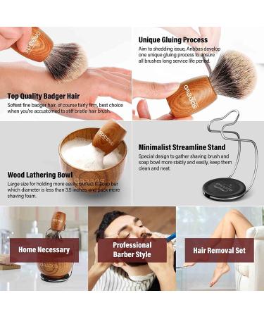Anbbas 3-in-1 Shaving Set for Men | Pure Badger Hair Brush, Wood Handle, Soap Bowl & Stainless Steel Stand - Brown Upgrade - Buy Online on GoSupps.com