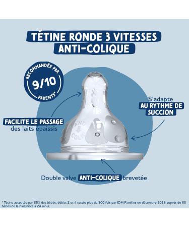 DODIE Set of 4 baby bottles with round anti-colic teat (2x150mL and 2x270mL) + a baby pacifier - Buy Online on GoSupps.com