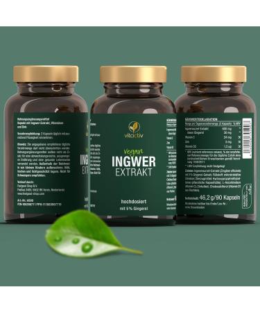 VITACTIV Ginger Extract - 160+ Nutrients High Dosage - 90 Capsules (45 Days) | Boost Immunity & Wellness - International Shipping Available - Buy Online on GoSupps.com