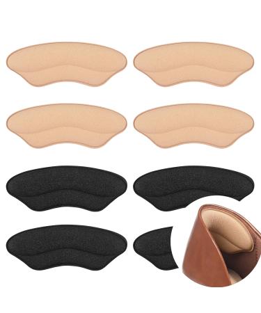 Heel Grips for Loose Shoes Comfort Foam Heel Pads for Shoes That are Too Big Heel Cushion Protectors Inserts for Blisters Heel Pain Make Shoes Tighter (4PairsBlackRosy)