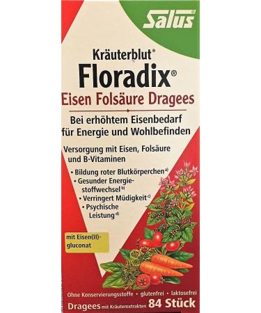 Salus Floradix Iron Folic Acid Dragees 2 x 84 pieces double pack