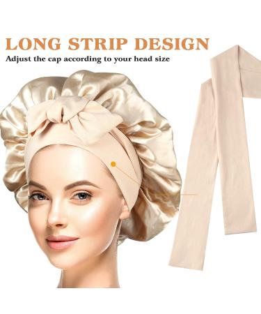 Satin Silk Bonnet Sleep Cap for Curly Hair | Double Layer Hair Bonnet with Stretchy Tie Band | Gold Large for Women - Buy Online on GoSupps.com