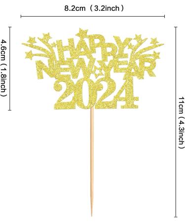 Ercadio 24 Pack Happy New Year 2024 Cupcake Toppers Gold Glitter Happy 2024 New Year Cupcake Picks Cheer to 2024 Cupcake Toppers Champagne Celebration Cake Picks for New Year Party Decor Supplies D-gold 2024 - Buy Online on GoSupps.com