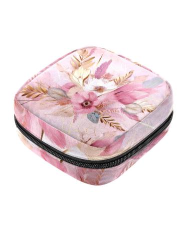 Period Bag Sanitary Napkin Storage Bag Feather Pink Flower Tampon Holder for Purse S15t7fs8ibl