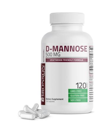 Bronson D-Mannose 500 MG Vegetarian Friendly Formula Non-GMO, 120 Capsules 120 Count (Pack of 1)
