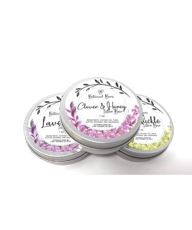 Floral Lotion Bar Set | 3 Natural 1oz Bars - Lavender Honeysuckle Clover & Honey | Ideal for International Shipping - Buy Online on GoSupps.com