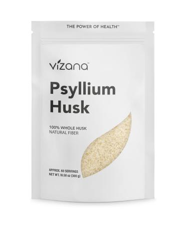 VIZANA Nutrition Psyllium Husk 100% Whole Husk Natural Fiber Pure Plantago Ovata No Additives Gluten-Free Gentle on Digestion 300g (60 Servings) Unflavored