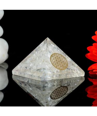 Clear Quartz Crystal Orgonite Pyramid - Energy Cleansing & Good Luck Decor 2 Handmade Natural Stone Sculpture - Buy Online on GoSupps.com
