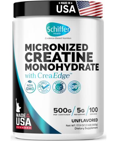 Creatine Monohydrate Powder 500g Supports Muscle Growth Strength & Cognitive Function* 5g per Serv - 100 Servings Pure Micronized Creatine for Enhanced Performance Unflavored 17.9 oz 1.12 Pound (Pack of 1)