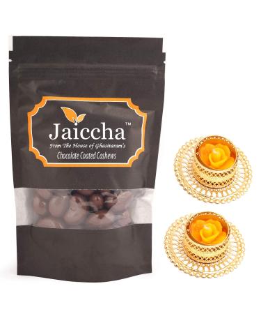 Jaiccha Ghasitaram Diwali Gifts Chocolate - Chocolate Coated Cashews with 2 T-Lites