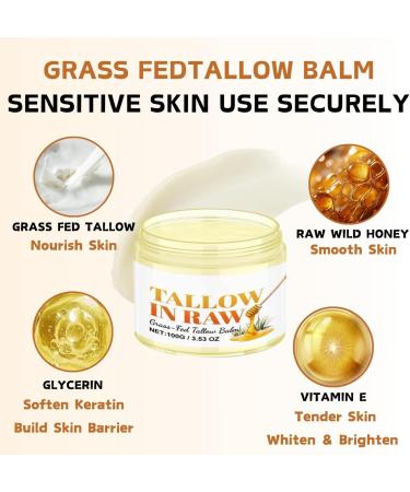 Moisturiser for Dry Skin - Tallow Honey Balm Body Lotion - Body Moisturiser for Hydrating Nourishing Repairing Firming - Body Cream Suitable for Whole Body - Body Skin Care - Buy Online on GoSupps.com