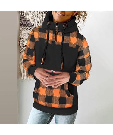 Ganfancp Women's Plaid Print Turtleneck Sweatshirt - Orange XX-Large - Buy Online on GoSupps.com