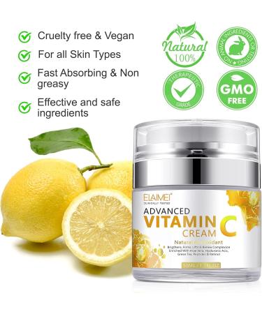 Vitamin C Cream Face Moisturizing Cream with Hyaluronic Acid & Retinol Anti Aging Facial Cream for Men & Women 1.7 FL.OZ - Buy Online on GoSupps.com