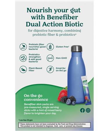 Benefiber Dual Action Biotic Plus Stress Relief, 18 Count Stick Packs - Buy Online on GoSupps.com
