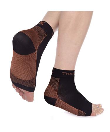 Thx4 Copper Compression Recovery Foot Sleeves for Men & Women, Copper Infused Plantar Fasciitis Socks for Arch Pain, Reduce Swelling & Heel Spurs, Ankle Sleeve with Arch Support-Large Large (1 Pair)