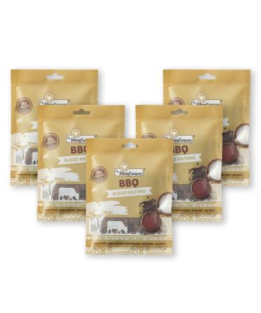 BBQ Sliced Biltong 5 x 50g (250g) Natural Spicy Beef Biltong by The Biltong Company High in Protein & Keto Diet-Approved Lean Biltong Spiced Meat Snack Like Jerky BBQ Flavour 50 g (Pack of 5)