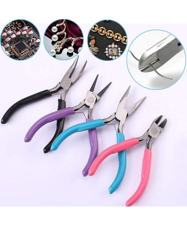4 Pack Jewelry Making Pliers Tools Kit - Needle, Chain, Round, Bent Nose Pliers & Wire Cutters - for Earring Craft Supplies - Mix Color - Buy Online on GoSupps.com