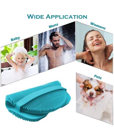 RamPula Silicone Body Scrubber - Bath Back Cleaning Loofah Sponge Glove for Exfoliating - Hygienic Shower Brush (Blue) - Buy Online on GoSupps.com