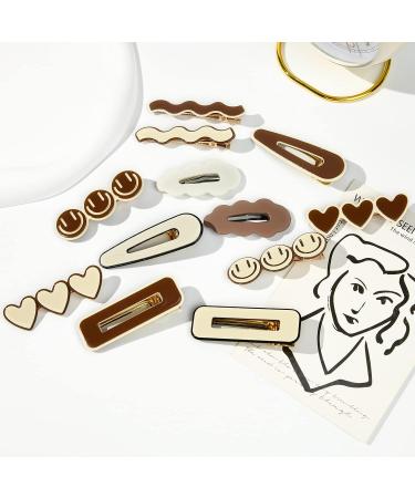 Geometric Wave Hair Clips Set | No Bend Bobby Pins for Women | Preppy Aesthetic Hair Barrettes | 12PCS - Buy Online on GoSupps.com
