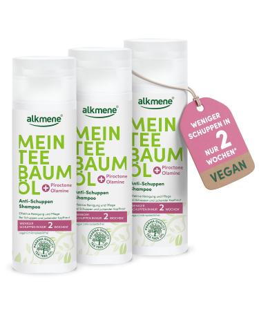 Alkmene alkmene My Tea Tree Oil Anti-Dandruff 3 x 200 ml Less dandruff in 2 weeks Shampoo against dandruff and itchy scalp Anti-dandruff shampoo