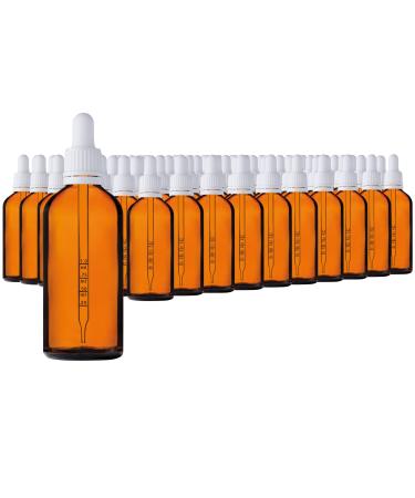 Handsunity 100ml-70Stk pipette glass bottle-amber glass pharmacy glass set with white pipette lock including 5 pieces of aids brown las bottles 100ml-70 piece White cap