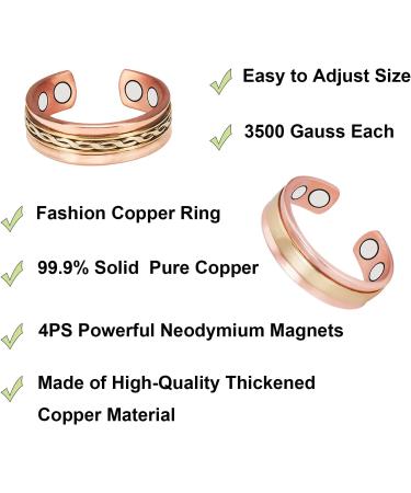 Shop Copper Rings for Women - 99.9% Solid Copper Adjustable Magnetic Fashion Jewelry - Buy Online on GoSupps.com