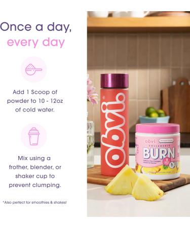 Obvi Collagenic Burn Powder | Multi-Collagen Peptide Blend with GBB Ashwagandha & Green Coffee | Pineapple Coconut 25 Servings - Buy Online on GoSupps.com
