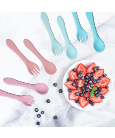 Silicone Baby Spoons and Forks Set | BPA Free | Training Feeding Utensils for Kids, Toddlers, Infants (Pink) - Buy Online on GoSupps.com