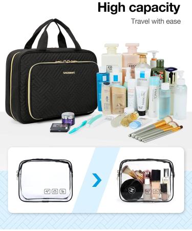 BAGSMART TSA Approved Hanging Toiletry Bag & Transparent Makeup Organizer - Large Black - Buy Online on GoSupps.com