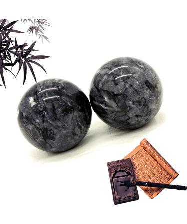 STCREE 5 cm Marble Handballs | Chinese Baoding Balls for Health Meditation & Fitness | Black Gray Hand Therapy Tool - Buy Online on GoSupps.com