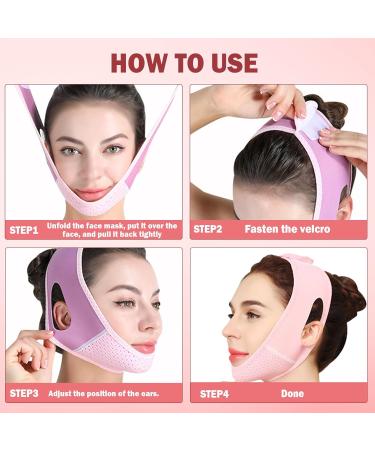 Facial Lift Mask for Double Chin Reduction and Jawline Exercise - Chin Lift and V-Line Contouring (Pink B) - Buy Online on GoSupps.com