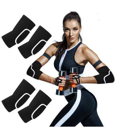Kathfly 2 Pair Breathable Elbow Support Sponge Elbow Pads Protective Elbow Sleeve Volleyball Knee Pads Women Black Elbow Protectors Elbow Brace Compression Arm Brace Elbow Wraps for Men Women Sport