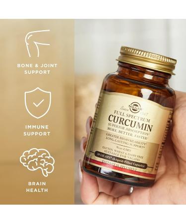 Solgar Full Spectrum Curcumin 30 LiCaps - Superior Absorption for Brain, Joint & Immune Health - Vegan, Gluten Free, Non-GMO - 30 Servings - Buy Online on GoSupps.com