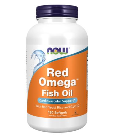 NOW Foods Supplements Red Omega with CoQ10 30 mg and Omega-3 Fish Oil Cardiovascular Support* 180 Softgels 180 Count (Pack of 1)